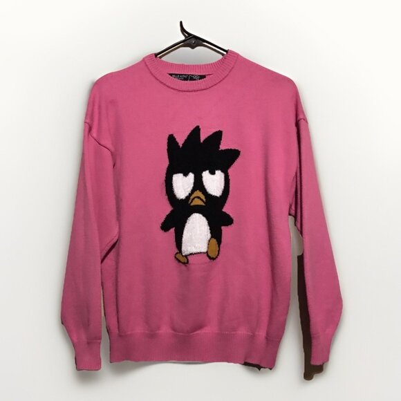 Hello Kitty & Friends Forever 21 Badtz-Maru Pink Knit Sweater Womens Size Small - Picture 1 of 6